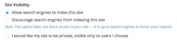 site visibility options
